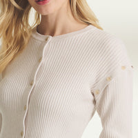 Cotton Cashmere Marled Convertible Sleeve Cardigan