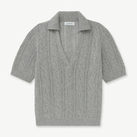 Novelty Cashmere Open Cable Short Sleeve Polo