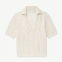 Novelty Cashmere Open Cable Short Sleeve Polo