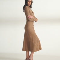 Cashmino Ribbed Button Front Dress