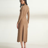 Cashmino Ribbed Button Front Dress