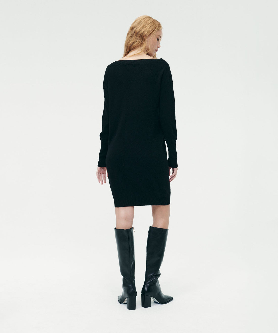 Cashmere Boatneck Mini Sweater Dress