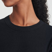 Ribbed Modal Cashmere Crewneck Midi Dress
