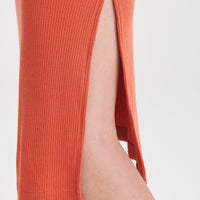 Ribbed Modal Cashmere Crewneck Midi Dress