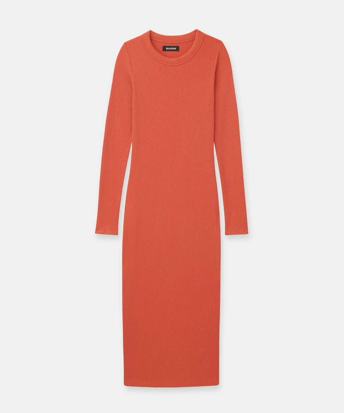 Ribbed Modal Cashmere Crewneck Midi Dress