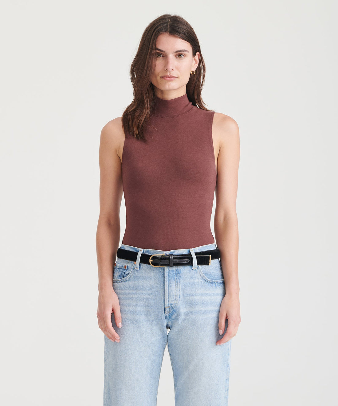 Modal Cashmere Sleeveless Mockneck Bodysuit