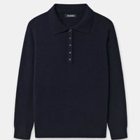 Merino Cashmere Ribbed Polo