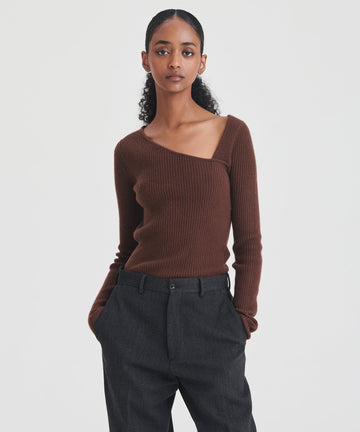 Signature Cashmere Fitted Asymmetrical Sweater