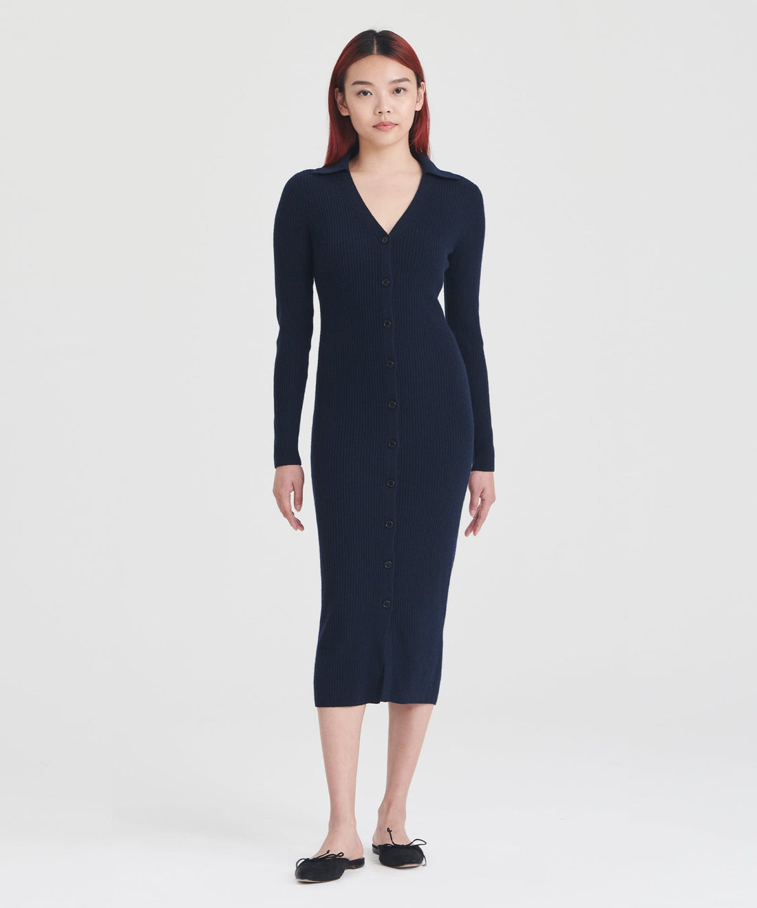 Signature Cashmere Ribbed Cardigan Dress
