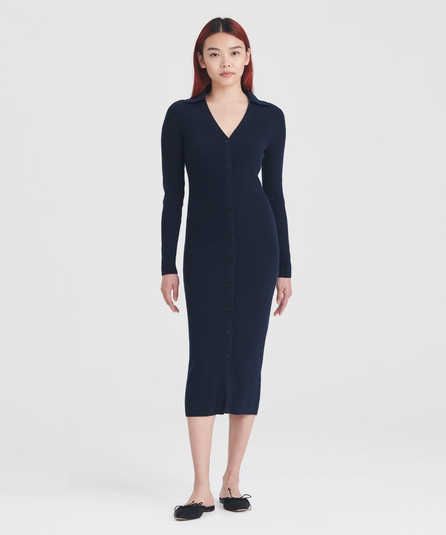 Signature Cashmere Ribbed Cardigan Dress