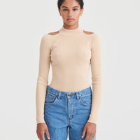 Silk Cashmere Cutout Turtleneck