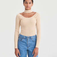 Silk Cashmere Cutout Turtleneck