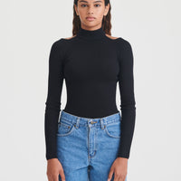 Silk Cashmere Cutout Turtleneck