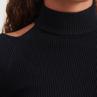 Silk Cashmere Cutout Turtleneck