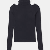 Silk Cashmere Cutout Turtleneck