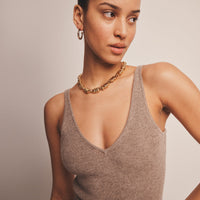 Signature Cashmere Ribbed V-Neck Tank