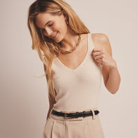 Signature Cashmere Ribbed V-Neck Tank