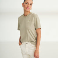 Women's Embroidered Flowers Boxy Tee