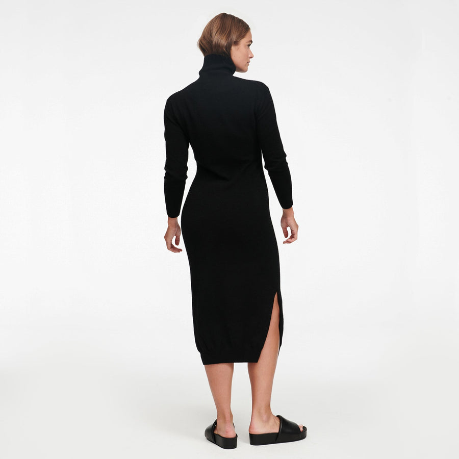 Signature Cashmere Turtleneck Dress with Slits
