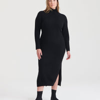 Signature Cashmere Turtleneck Dress with Slits