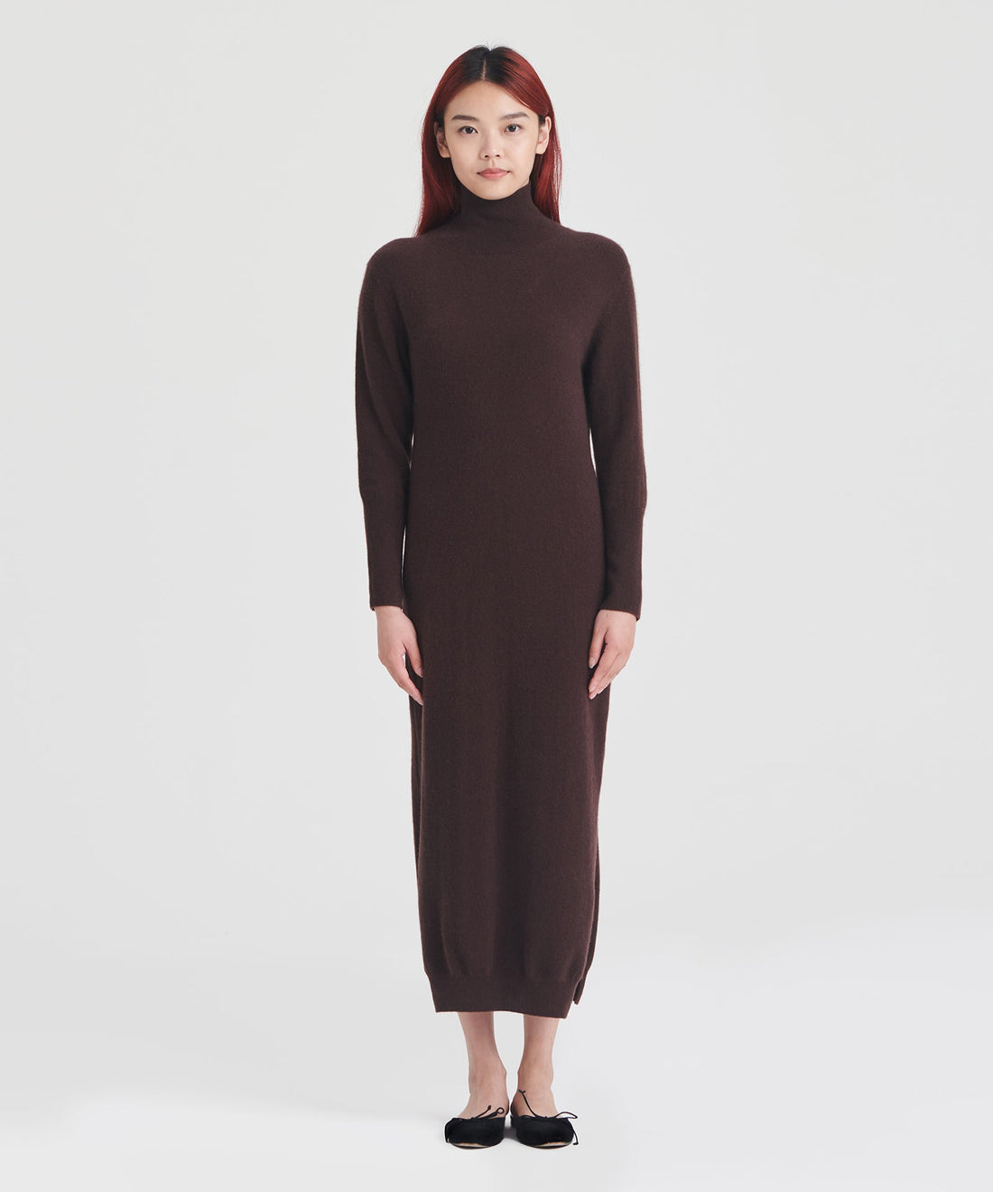 Signature Cashmere Turtleneck Dress with Slits