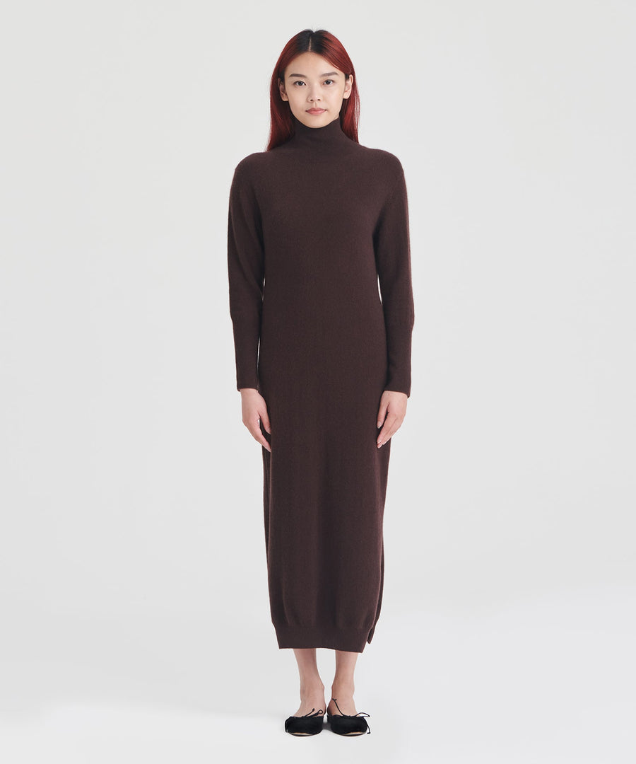 Signature Cashmere Turtleneck Dress with Slits