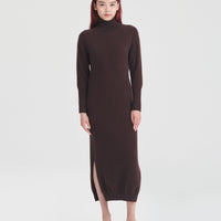 Signature Cashmere Turtleneck Dress with Slits