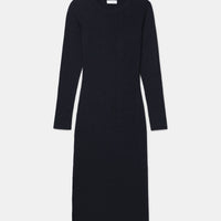Ribbed Modal Cashmere Crewneck Midi Dress